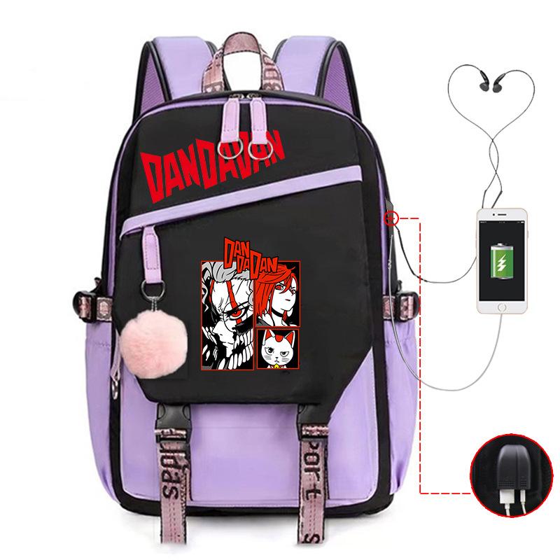Dandadan Foreign Trade Children's Schoolbag Contrasting Color Neutral Backpack Usb Multi-functional Primary and Secondary School Backpack