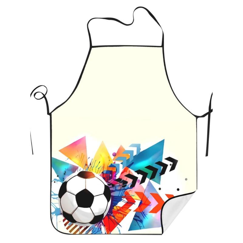 

Football Soccer Ball Apron, Abstract Geometric Sports Theme Kitchen Cooking Bib, Colorful Arrow Pattern Multiple Sizes Available 38X47cm(15X19in)