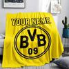 Custom Name,Borussia Dortmund Printed Flannel Blanket, Soft Throw for Bedroom Sofa, Washable, Christmas Present, Great Gift.