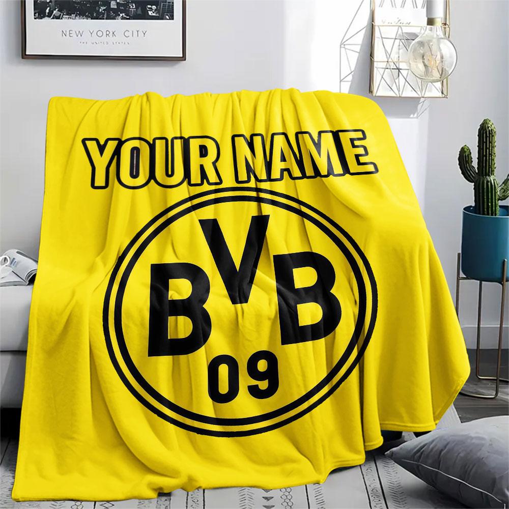 Custom Name,Borussia Dortmund Printed Flannel Blanket, Soft Throw for Bedroom Sofa, Washable, Christmas Present, Great Gift.