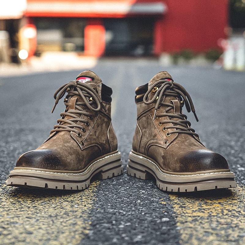 Top Handgefertigte Martin Stiefel Herren Vintage Britische Rhabarberstiefel Herbst Outdoor Wanderschuhe High Top Tooling Stiefel