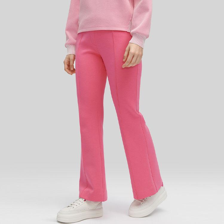 FILA Solid Color Mid Waist Simple Slim Straight Casual Pants Women bottoms Rose-Pink F11W414605F-PC