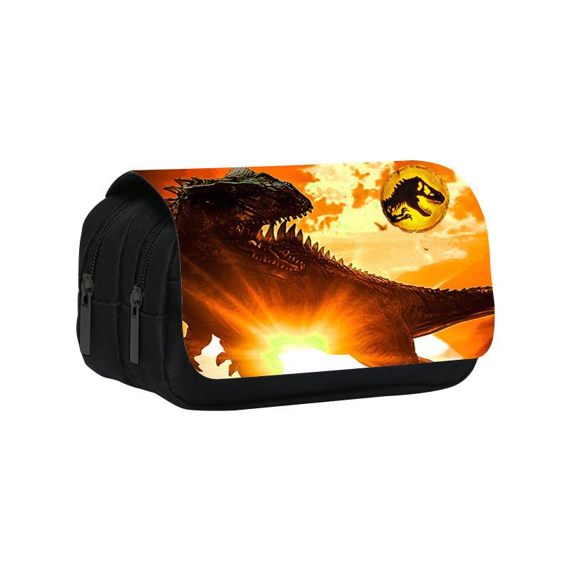 Jurassic World Dinosaur Pattern Double Layer Stationery Storage Bag For Students And Office Use