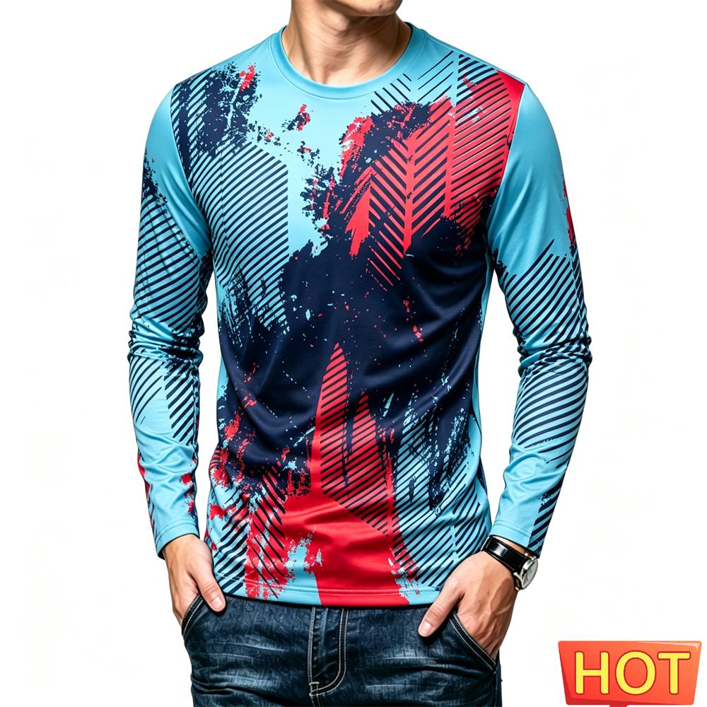 Outdoor Running Sports Men's T Shirt Funny Camouflage 3D Print Long Sleeve T-shirt Casual O-neck Loose Tops Autumn Gym Clothing