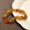 1Pc, Natural Floral Amber Freeform Chip Bracelet 3×12mm 18cm, Irregular Raw Amber Elastic Stack Bracelet