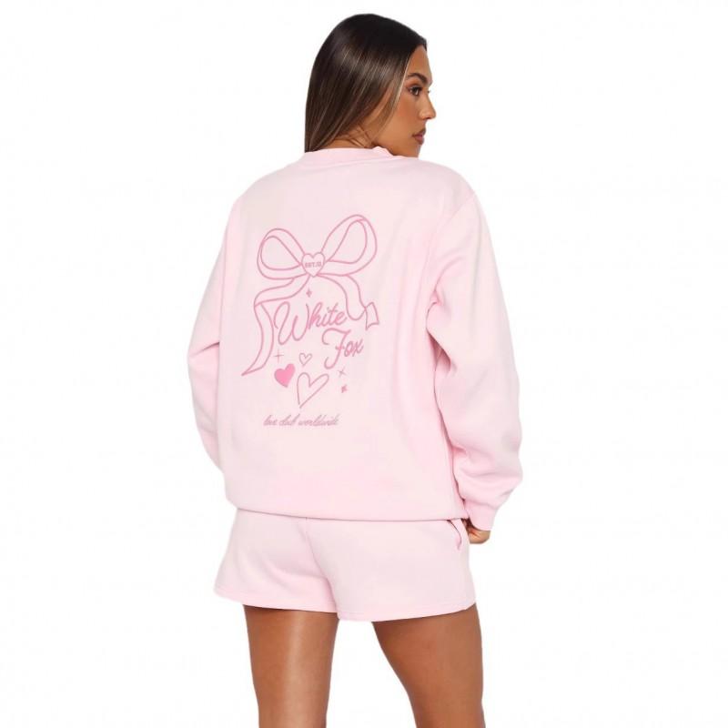 2026 Womens Long Sleeve Sweatshirt Bow Print Loose Fit Casual Top