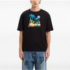 25S Cross-border European and American Tide Brand Palm Angel Sunset Palm Tree Flame Letter Short-sleeved T-shirt Men's and Women's High Street 