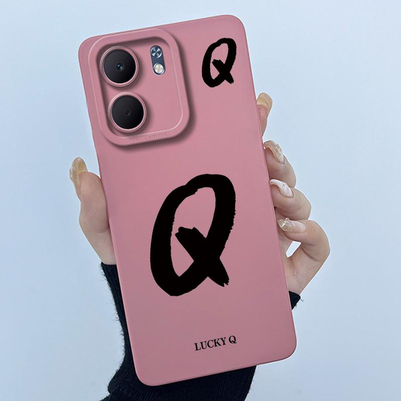 For OPPO A5x CPH2725 Cover Case Lucky Initial Letter Couple Silicone Soft Matte Phone Bumper for Oppo A5x 4G 5G 2025 Casing