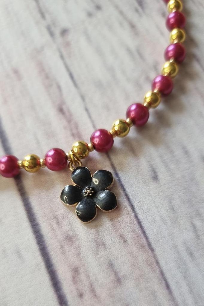 Handmade Choker Necklace with Flower Pendant