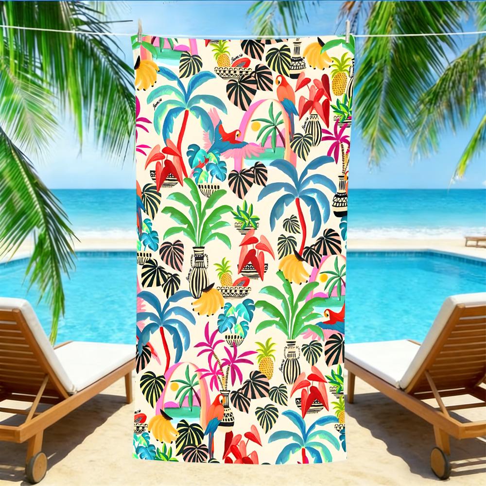 

Tropical Jungle Parrot Beach Towel – Oversized Quick Dry Sand Free with Vibrant Plant Print W40*H60(CM)