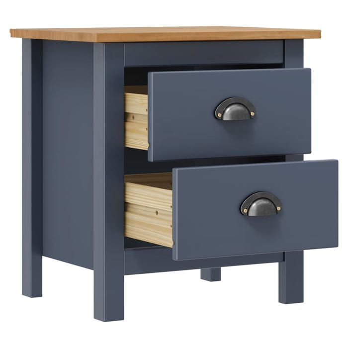 VidaXL Table de chevet Hill Gris 46x35x49,5 cm Bois de pin solide 288905