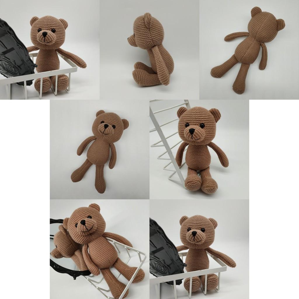 Knitted Animal Bear Plush Doll With Pp Cotton Filling For Childrens Gift