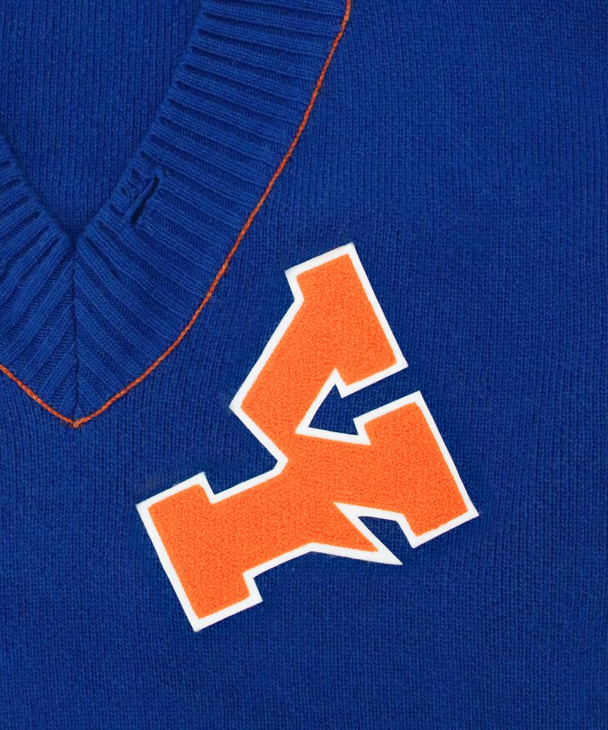OHY Oversized Distressed Logo V-Neck Knit - Cobalt Blue