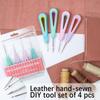 4Pcs Leather Sewing Awl Kit with Threader for Hand Stitching Repair Embroidery DIY Craft Shoe Bag Making Beginner Tool