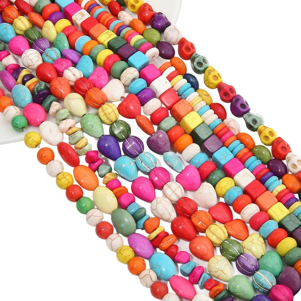 Synthetic Colour Turquoise Various Shapes of Colour Beads For Handmade Bracelet Necklace Keychain DIY Craft Jewelry Making Accessories