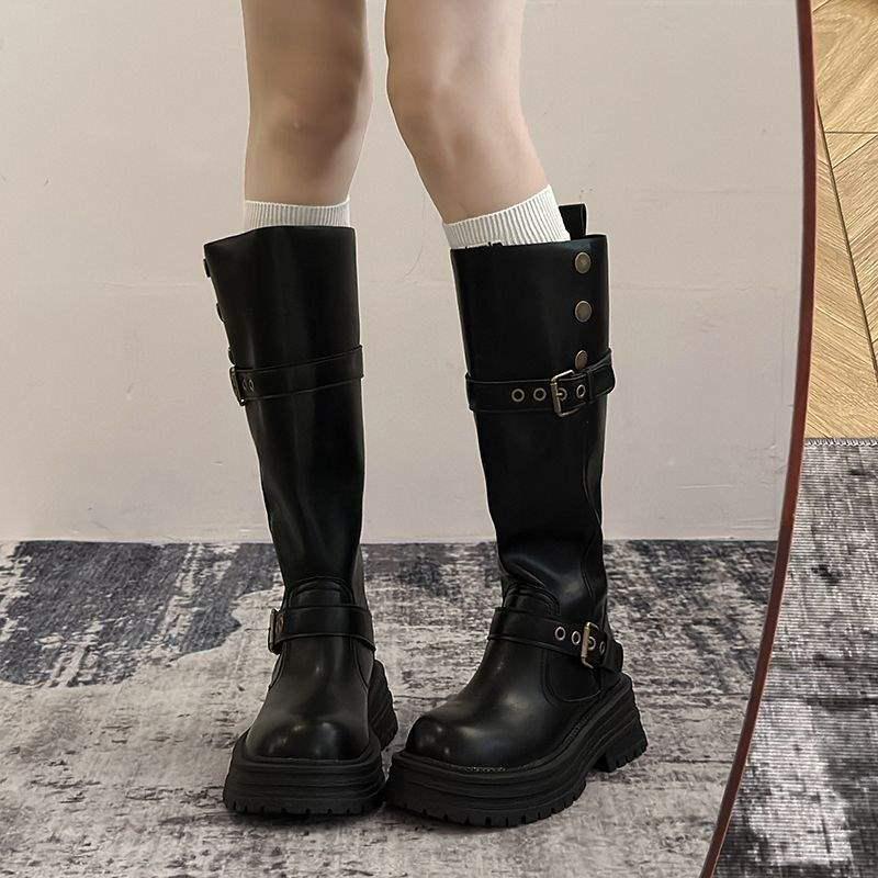 

Vintage Over-the-Knee Pull-On Boots, Thick-Soled British Fashion for Autumn/Winter 2025 40