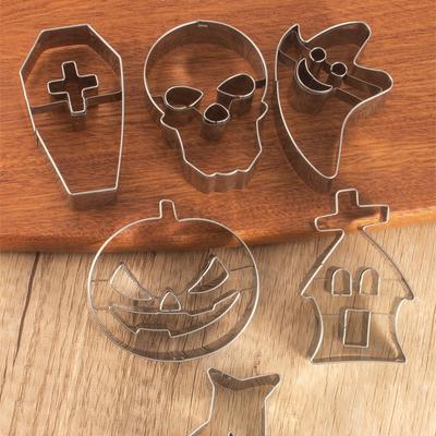 Halloween Cookie Cutters Stainless Steel Baking Molds Skull Pumpkin Ghost Coffin Fondant Biscuit Stamp Cake Decorating Tools