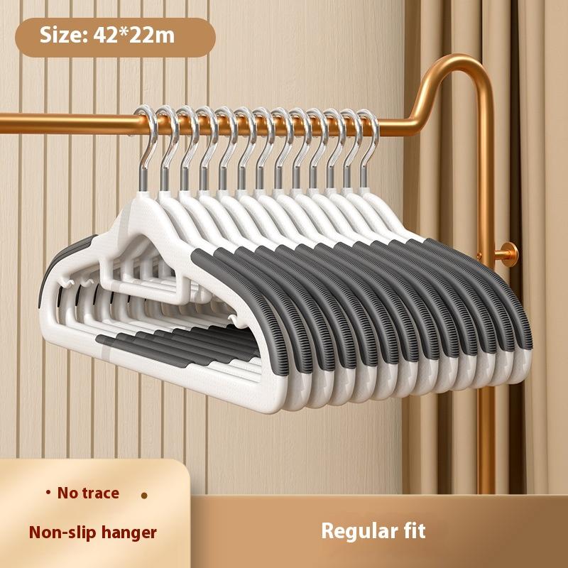 Non-Slip Clothes Hangers - 10 Pack Plastic Velvet Hangers with Groove Design, Space Saving Slim Fit for Closet