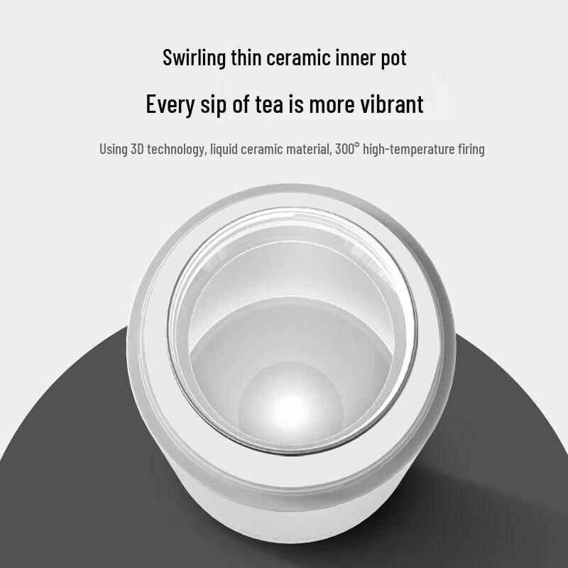 Temeike 420ml Hammered Stainless Steel Thermos Tea Cup with Ceramic Liner