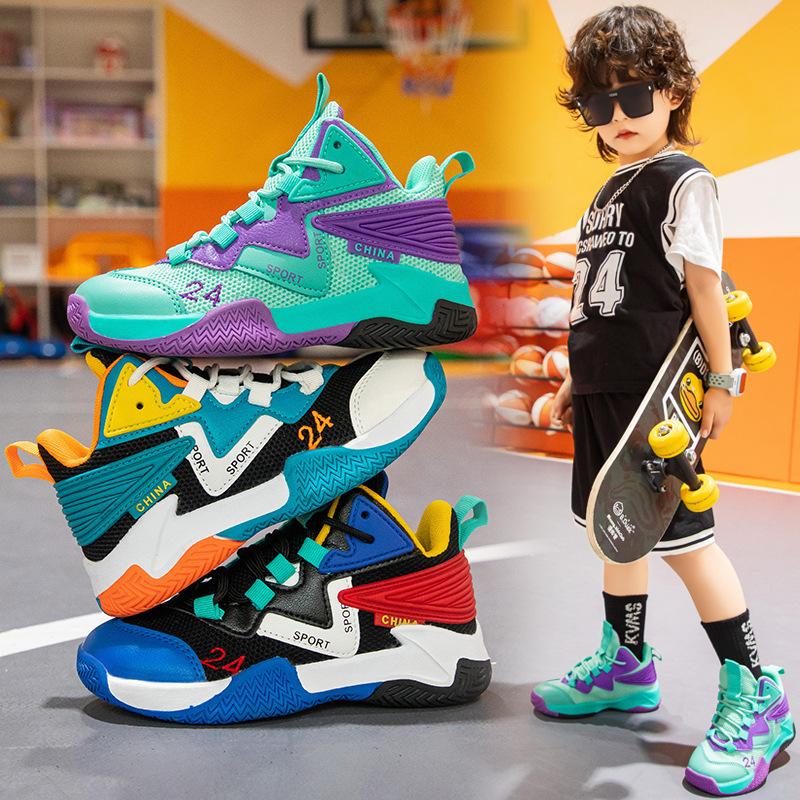 Breathable Mesh Boys Basketball Shoes Big Kid Running Sneakers Casual Stylish Children Footwear