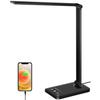 Lampe de bureau LED AIMOONSA - dimmable 10 niveaux, 5 modes couleur, tactile, bras flexible, port USB, noir