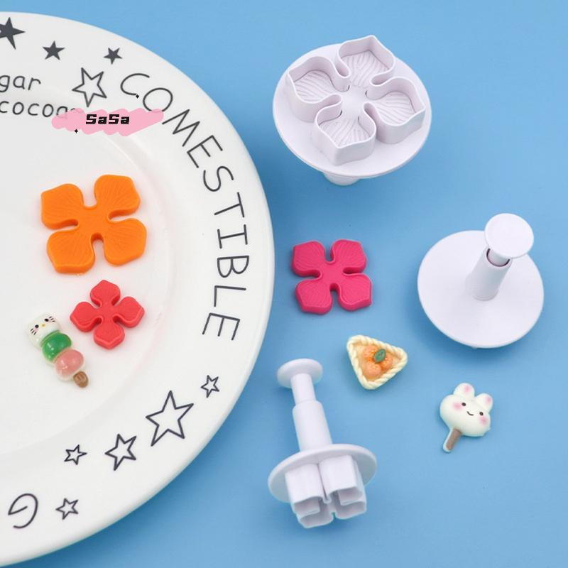 3Pcs/Set Plastic Hydrangea Fondant Cake Decorating Plunger Cutter Flower Blossom Mold for Home Cake Decorating Tools Set