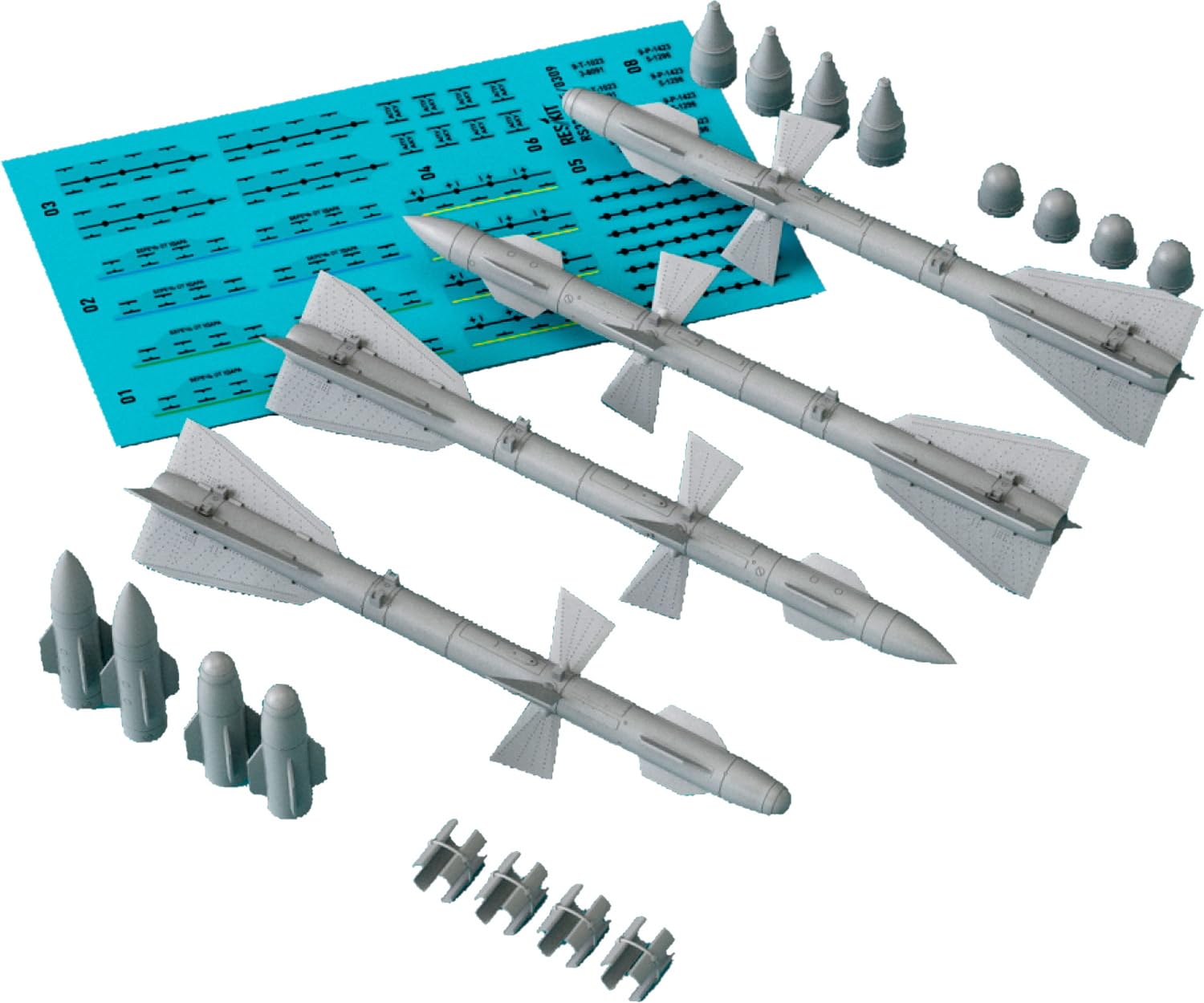 

Reskit Alamo Radar Guided Missile 4 Pieces Plastic Model Parts 1/32 R-27 R/T AA-10 Guided/Infrared Air-to-Air RSK32-0398