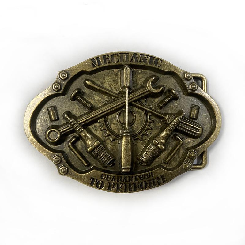 Men s Casual Alloy Belt Buckle: Personalized Letter & Tool Design