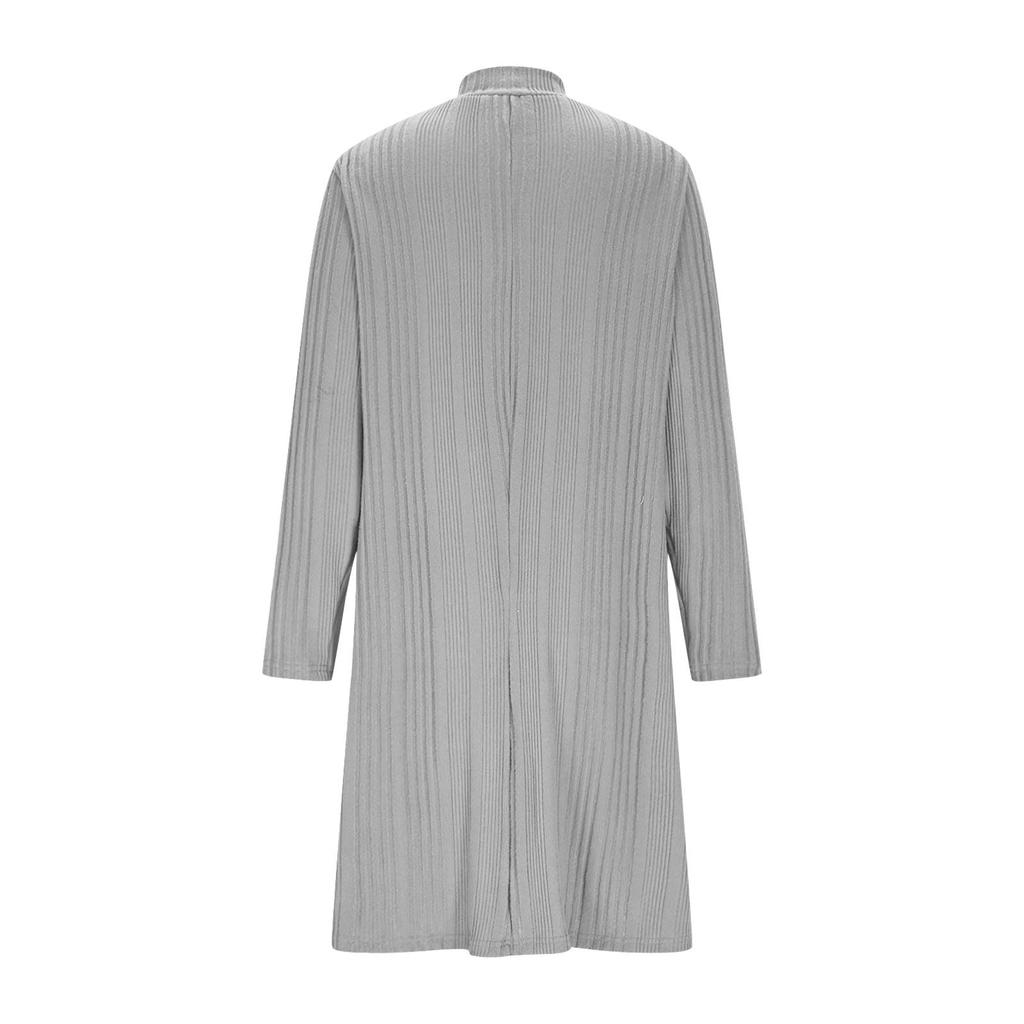 Ladies' Solid Color Elegant Zipper Round Neck Women's Stripe Dress