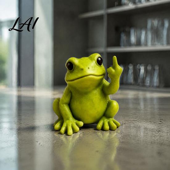 Conversation Starter Desk Decor Mini Monkey Figurine Funny Resin Frog Statue with Middle Finger Gesture Sarcastic Unique Birthday Gift Ideas