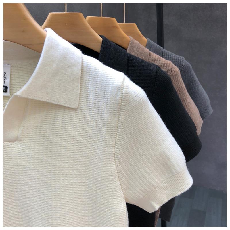 Men S V Neck Short Sleeve Knit Polo Shirt