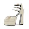 Fashion Luxury Handmade Full Pearls Rhinestones Bowknot Women Pumps Fashion Ankle Strap Platform Wedges High heels Banquet Wedding Shoes