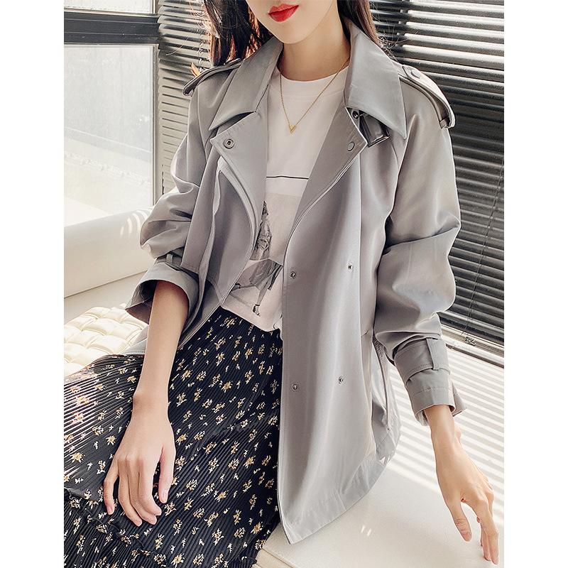 

Высококачественный тренч женский серый весенне-осенний ощущение высокого класса короткое маленькое тонкое пальто женская одежда XL серый