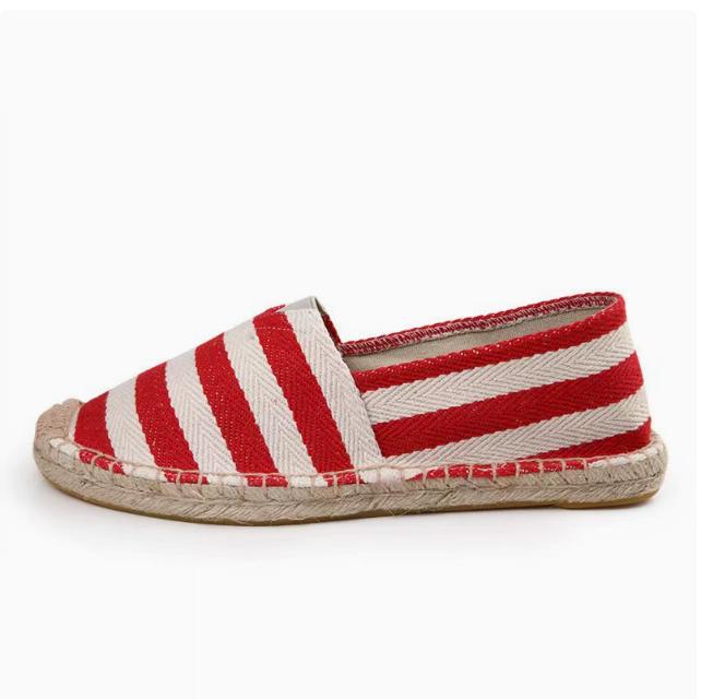 Heren Espadrilles Heren Patchwork Slip-on Zomerschoenen Loafers Ademende Canvas Schoen Jute Omwikkelde Damesschoenen Unisex 45 red