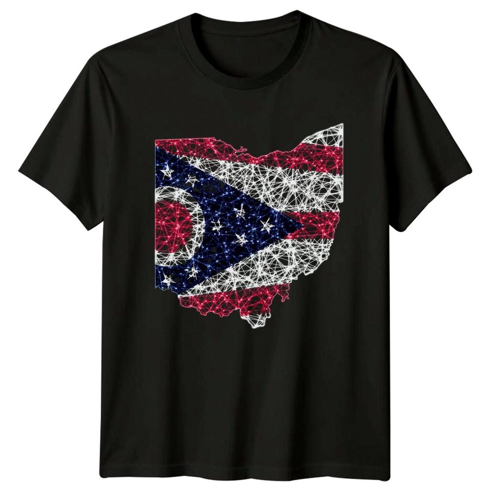 

Мужская футболка с графическим принтом в форме карты флага штата Огайо, женская футболка, унисекс топ M