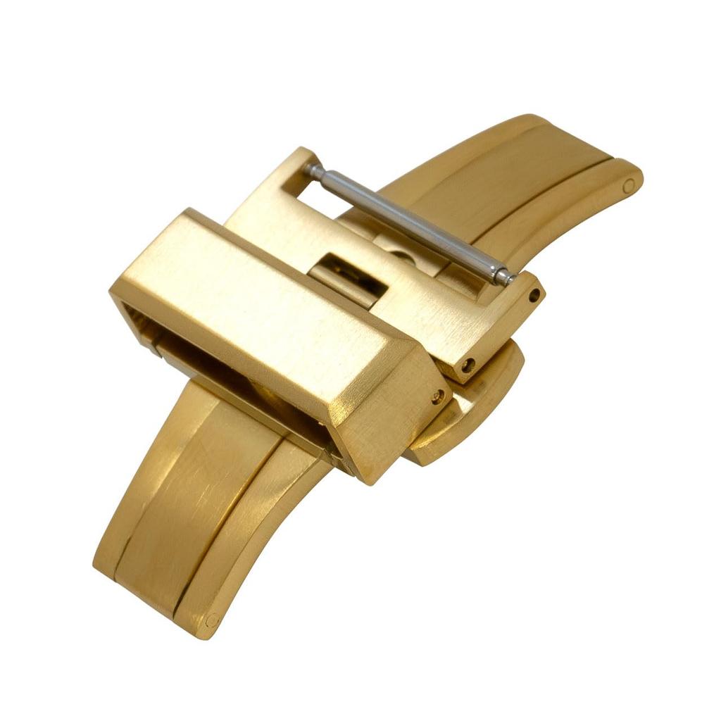 PBF Watch Stainless Steel with Cassis and Yellow with a Double and Satin RE-BUCKLE Strap, 16mm, Gold, Push-Button D-Buckle Strap.