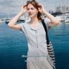 Women's Striped Openwork V-Neck Knit Cardigan