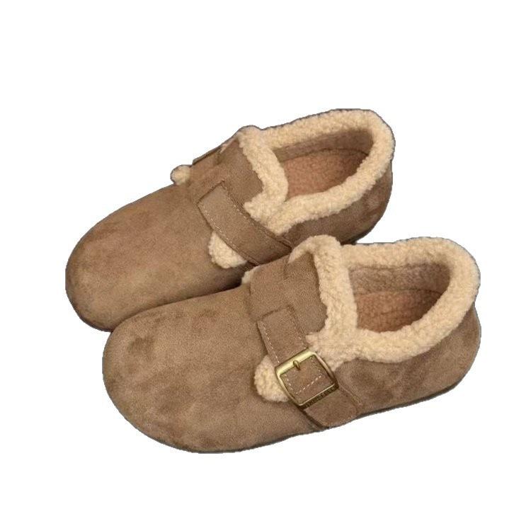 Muffin-Plattform Birkenstocks tragen neue Herbst- und Winter-Samt-Warme Schneestiefel Baumwollschuhe