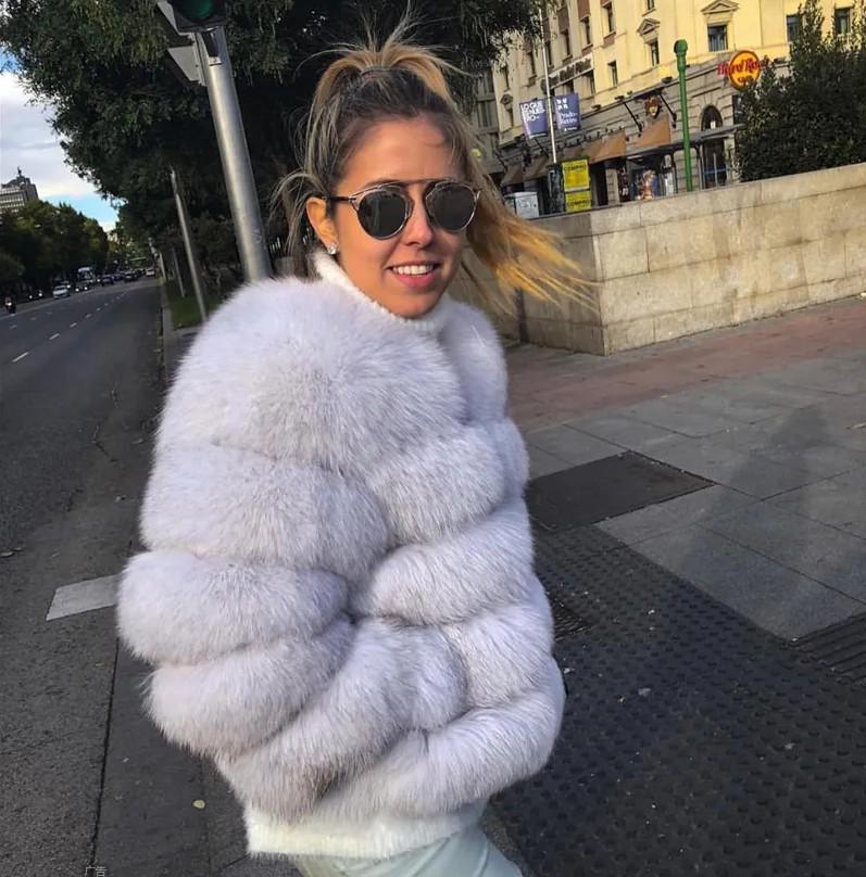 Kurzer Wintermantel aus Kunstfuchs für Damen - Europäischer & Amerikanischer Stil, Langärmelig