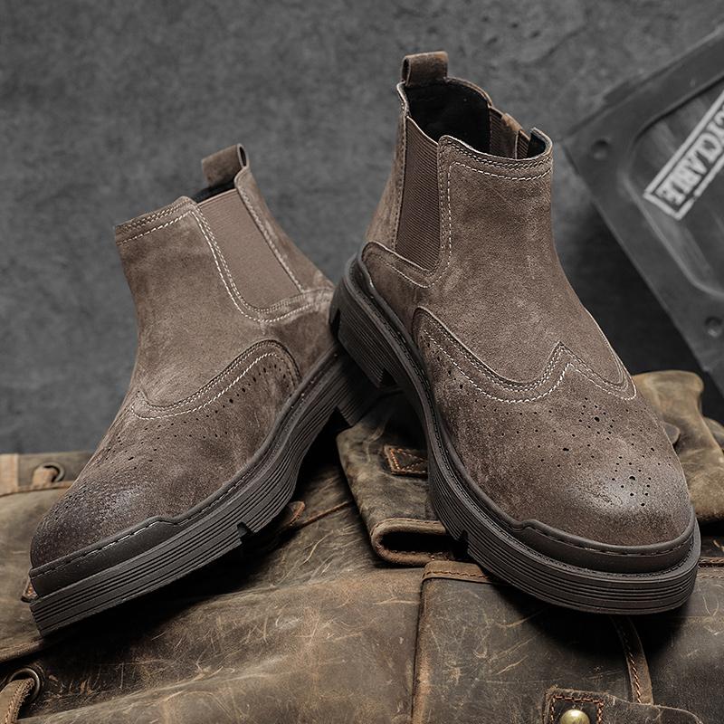 Fashion 2024 Brand Suede Leather Men Chelsea Boots Designer Italy Dress Boots Men Fashion Casual Warm Plush Business Ankle Boots