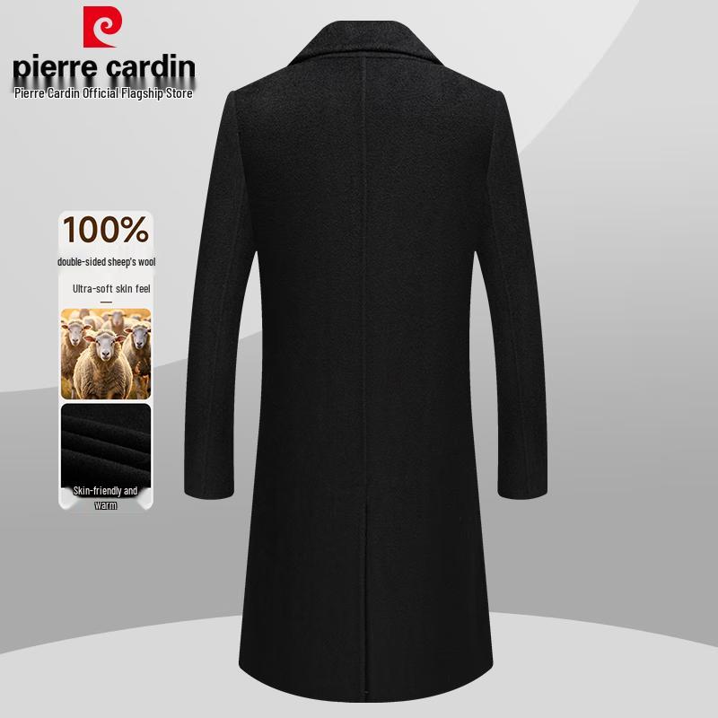 Pánský dlouhý vlněný kabát Pierre Cardin ze 100% merino vlny, oboustranný