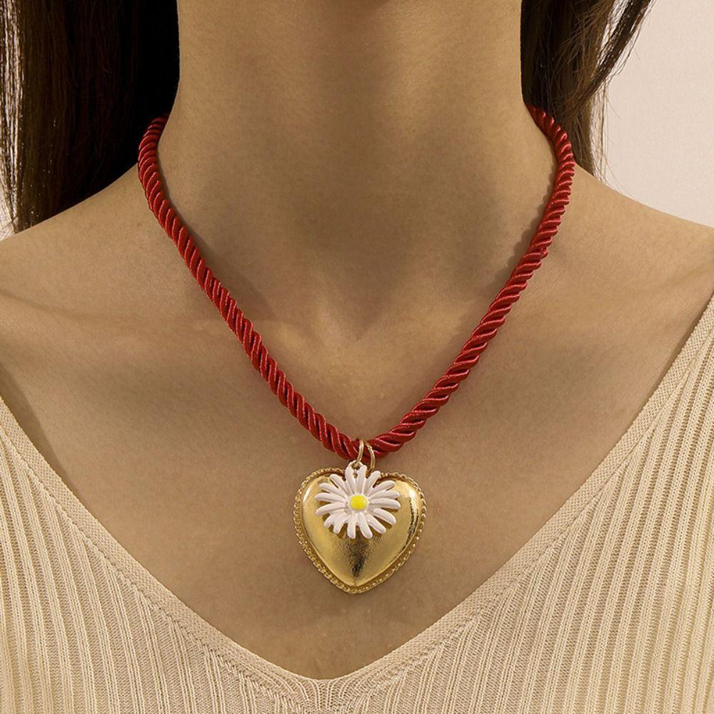 Ethnic Style Nylon Rope Necklace Necklace Set Dopamine Necklace Resin Flower Pendant Necklace  Gift