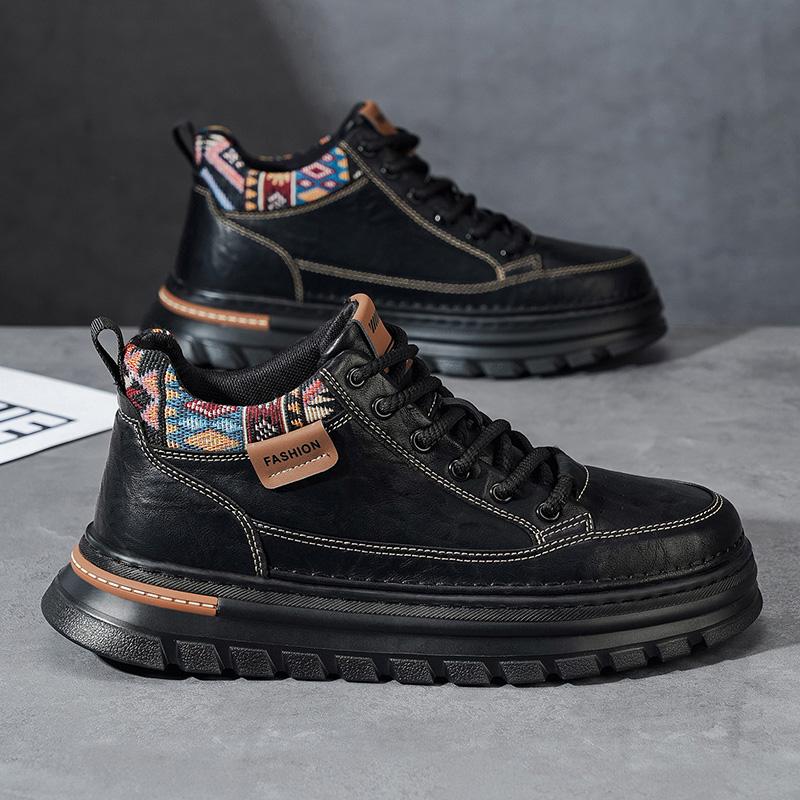 

New Men s Classic Four Seasons Fashion Low Top Thick Sole Skateboarding Shoes Comfortable Soft Sole Basketball Sneakers 44 чорний