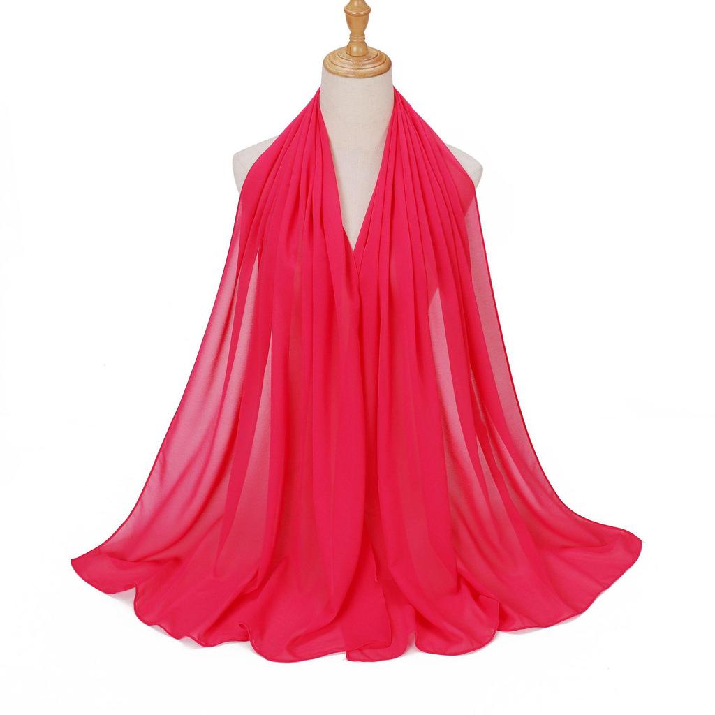 Ethnic Pearl Chiffon Hijab Scarf - Single Color, Long Style for Middle East & Africa