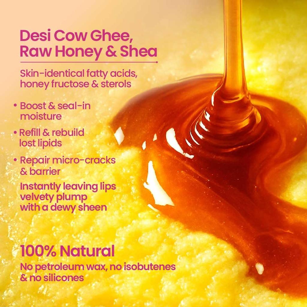 Nat Habit Granatapfel Rose Lippenbutter Mit Desi Ghee Und Rohem Honig Für Tiefenfeuchtigkeit Und Weiche Gesunde Lippen 8 Gramm