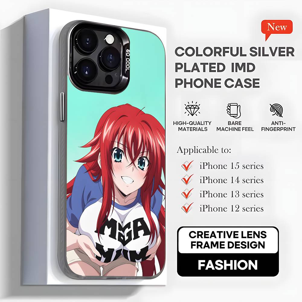 R-Rias Gremory High School Phone Case For iPhone 16,15,14,13,12,11,Mini,Pro,MAX,plus,Black Matte Shockproof Cover