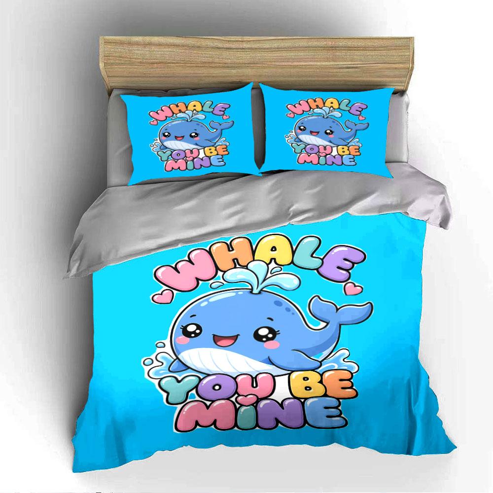 Whale You Be Mine Design Bedding Duvet Cover Set Duvet Cover Pillowcases  (1*Duvet Cover 2*Pillowcases, without duvet insert)