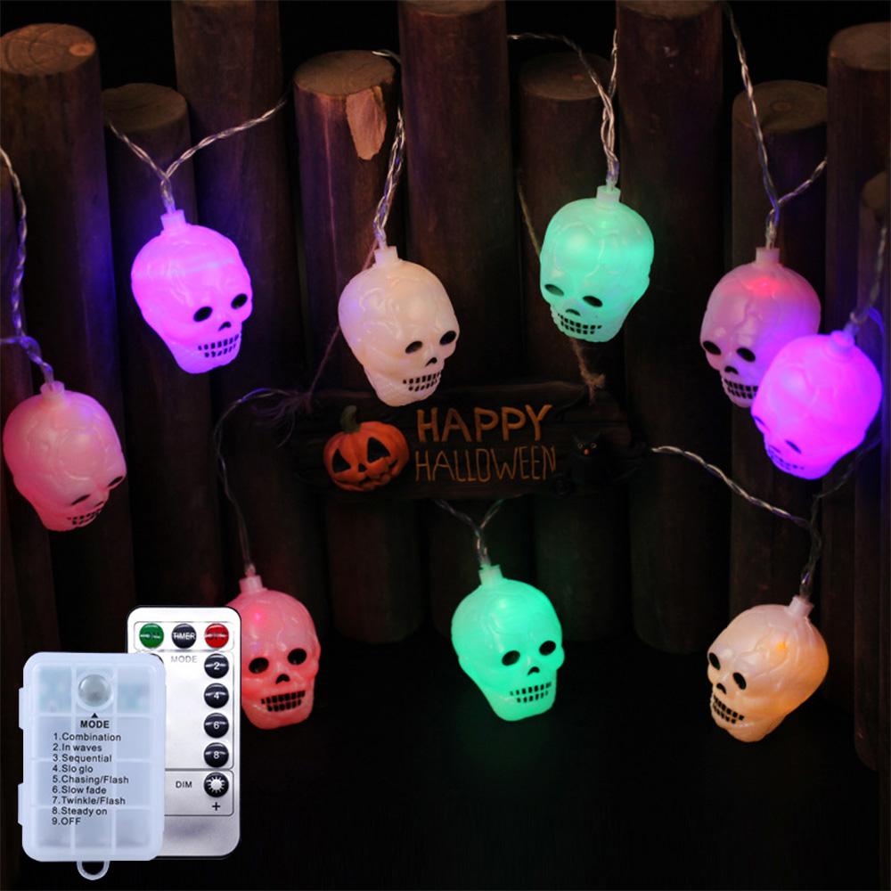 LED-Kürbis-Lichter, Halloween-Party-Dekoration, Totenkopf-Lichterkette, Bar-Fernbedienung