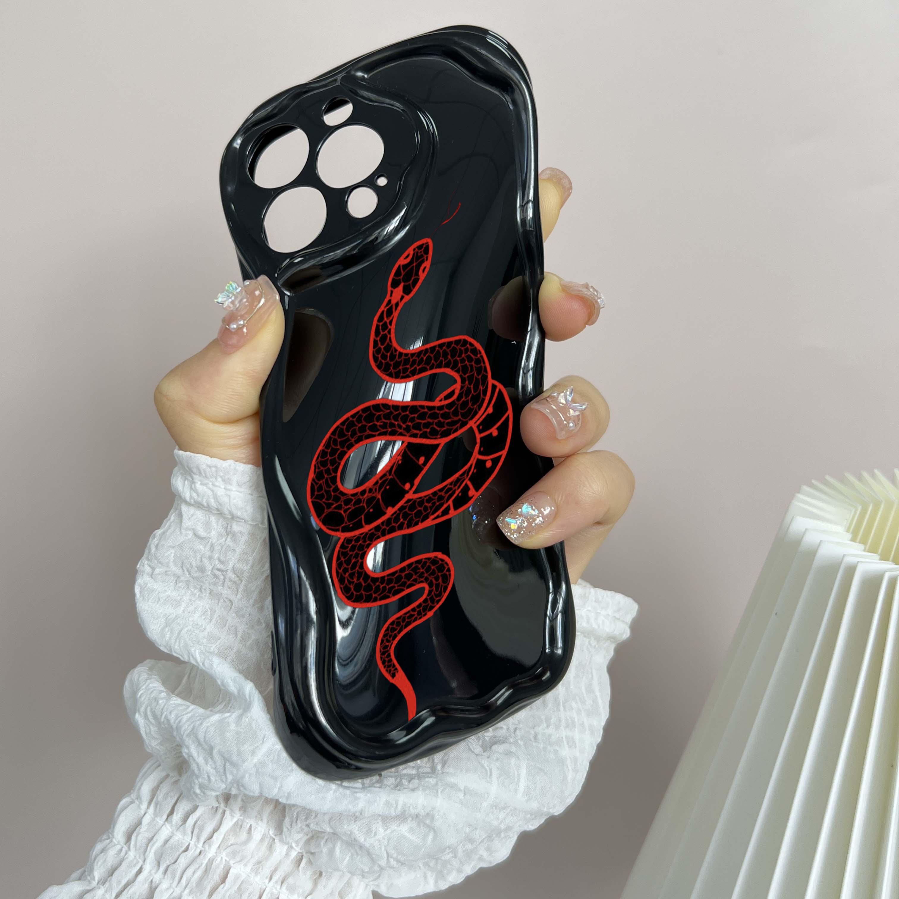 N73 Мягкие волнистые чехлы для телефонов со змеиным дизайном из черного золота для iPhone — фото 5