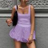 QICED Women's Summer Fashion Solid Color Patchwork Vest Dress